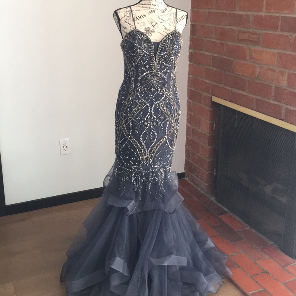Sparkly blue navy long formal dress